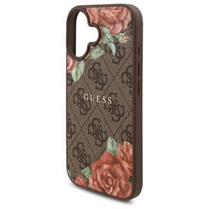 Guess GUHMP16SP4ROPEMCW iPhone 16 6.1" rudas/rudas kietas dėklas 4G Gėlių Raštas Magnetinis