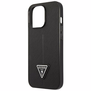 Guess GUHCP14LPSATLK iPhone 14 Pro 6.1 "juodas/juodas kietas dėklas SaffianoTriangle Logo