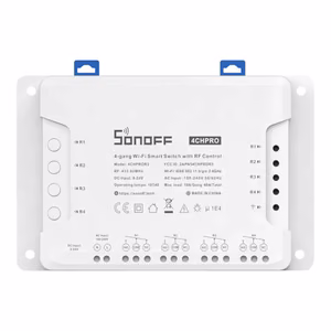 SONOFF išmanusis 4 kanalų jungiklis Wi-Fi, su RF 433MHz palaikymu, sauso kontakto