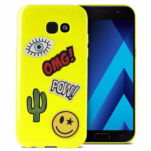 PURO Patch Mania dėklas, skirtas Samsung Galaxy A3 (2017), su 5 dekoratyvinėmis aplikacijomis, geltonas