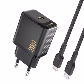 Dudao A26LEU PD 20W GaN USB-C Wall Įkroviklis with USB-C to Lightning Laidas - Juodas