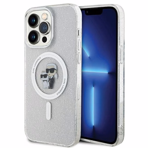 Karl Lagerfeld KLHMP14XHGKCNOT Karl & Choupette Glitter dėklas, skirtas iPhone 14 Pro Max 6.7", su MagSafe, skaidrus