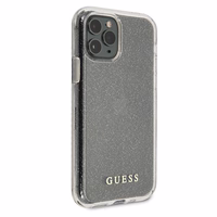 Guess GUHCN65PCGLSI iPhone 11 Pro Max sidabriškas kietasis dėklas Glitter