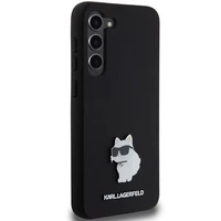 Karl Lagerfeld silikoninis Choupette metalinis smeigtukas dėklas telefonui Samsung Galaxy S23+ - juodas