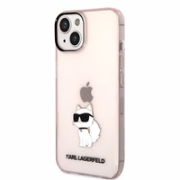 Karl Lagerfeld Ikonik Choupette dėklas telefonui iPhone 14 - rožinis