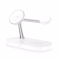 Tech-Protect A12 3in1 MagSafe indukcinis įkroviklis išmaniajam telefonui / ausinėms / išmaniajam laikrodžiui - baltas