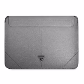Guess Saffiano Triangle Logo dėklas 14" nešiojamam kompiuteriui - sidabrinis