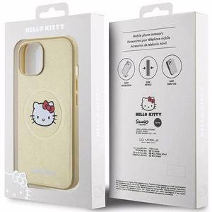 Hello Kitty odinis Kitty Head magnetinis dėklas telefonui iPhone 15 - auksinis