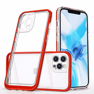 Прозрачный чехол 3in1 для iPhone 12 Pro Max гелевый с рамкой красный