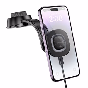 Automobilio telefono laikiklis indukcinis Hoco 15W centrinė konsolė HW31 juodas
