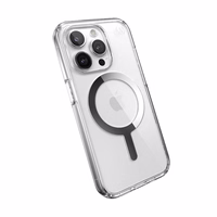 Speck Presidio Perfect-Clear MagSafe - iPhone 15 Pro dėklas (Clear / Chrome Finish / Serene sidabrinis)