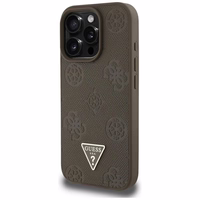 Guess Grained Hot Stamp Peony trikampio logotipo magnetinis dėklas telefonui iPhone 16 Pro Max - rudas