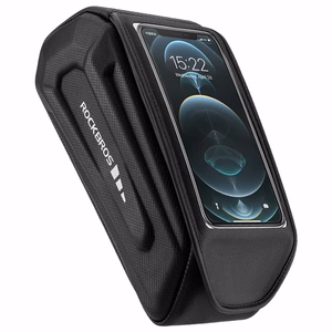 Rockbros 30120064001 neperšlampamas dviračio rėmo krepšys su telefono dėklu - juodas