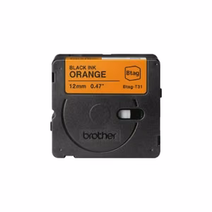 Brother BTAG-T31 – Btag etikečių juosta, juodas tekstas oranžinis fone