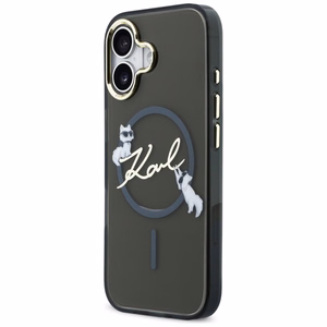 Karl Lagerfeld IML Choupettes Karl Script Logo MagSafe iPhone 17 Dėklas - juodas