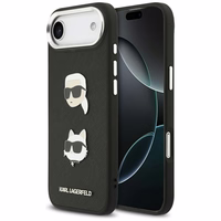 KARL LAGERFELD dėklas telefonui IPHONE 17 Air, suderinamas su magnetiniu MagSafe (KLHCP17MPSFDHPOK, FW Grained PU W/ K&C Heads Pins & Logo) juodas
