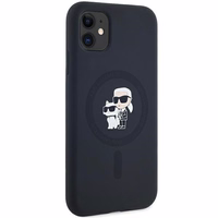 Karl Lagerfeld Silikoninis Karl&Choupette Magnetinis dėklas iPhone 11 / Xr - juodas