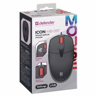 KOMPIUTERIO PELĖ DEFENDER ICON MB-057 OPTINIS 1000dpi JUODA SILENT CLICK