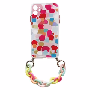 Color Chain dėklas gelinis lankstus elastingas dėklas su grandinės pakabuku iPhone 8 Plus / iPhone 7 Plus įvairiaspalvis