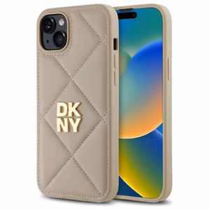 DKNY Quilted Stack Logo Чехол для iPhone 15 Plus - бежевый
