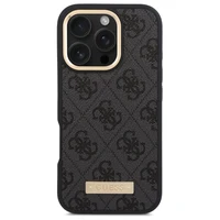 Guess 4G Logo Plate Magnetinis dėklas telefonui iPhone 16 Pro Max - juodas