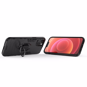 Ring Armor dėklas telefonui iPhone 14 Plus šarvuotas dangtelis su magnetiniu laikikliu ir žiedu juodas