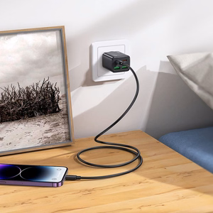 Įkroviklis telefonui Hoco 2 x USB C + 2 x USB A QC3.0 PD 3A 20W + kabelis USB C į Lightning N55 juodas