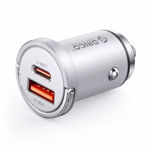 Orico MiniRing Pro 45W USB-A + USB-C automobilinis įkroviklis - sidabrinis