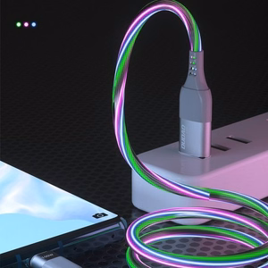 USB Laidas Dudao L9XT Flowing Light pilkas Type-C 100cm (LED laidas)