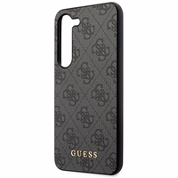 Guess GUHCS23SG4GFGR S23 S911 pilkas/pilkas kietas dėklas 4G Metal Gold Logo