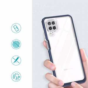 Skaidrus 3in1 dėklas telefonui Samsung Galaxy A22 4G rėmelis gelis mėlynas
