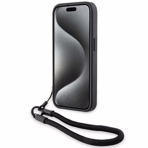 BMW Signature Leather Wordmark Cord чехол для iPhone 15 Pro Max - чёрный