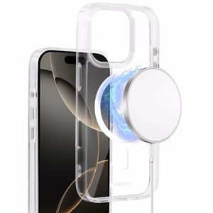 Liavec Blizgus Magnetinis Skaidrus dėklas telefonui Iphone 16 Pro Max balta