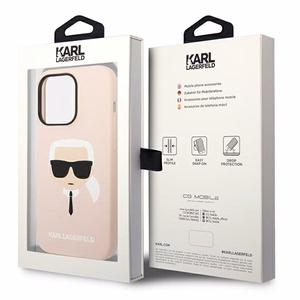 Karl Lagerfeld KLHCP14LSLKHLP iPhone 14 Pro 6.1 "kietas dėklas rožinis/rožinis Silikoninė Karlo Galva