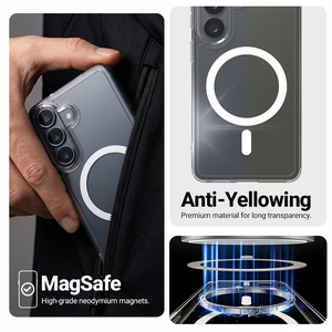 Crong Hybrid Clear Magnetic MagSafe dėklas, skirtas Samsung Galaxy S26+, skaidrus