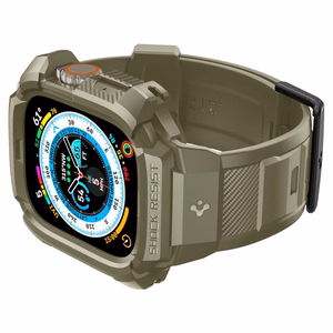 Spigen Rugged Armor Pro - Dirželis su dėklu, skirtas Apple Watch Ultra 49 mm (Vintage Khaki)