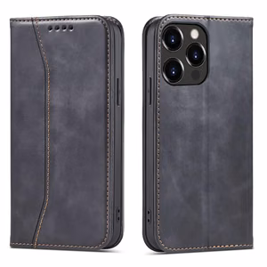 Magnet Fancy Case чехол для iPhone 13 Pro Max кошелёк-чехол с держателем для карт чёрный