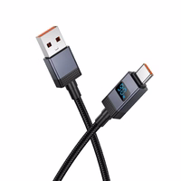 Kabelis USB A į USB C Hoco 5A su ekranu 1 m X118 juodas