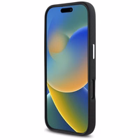 Karl Lagerfeld Saffiano pilnai aptrauktas pailgo metalinio logotipo magnetinis dėklas telefonui iPhone 16 Pro - juodas