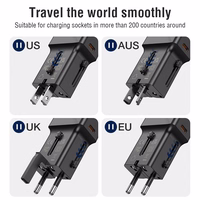 JELLICO universalus kelioninis adapteris S6 PD 25W 1xUSB-C + 1xUSB QC3.0 juodas
