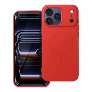 SILICONE MAG DĖKLAS (didelė skylė) suderinamas su MagSafe IPHONE 17 Pro Max raudona