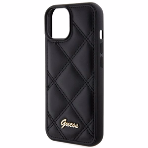Guess Quilted Metal Logo dėklas telefonui iPhone 15 - juodas