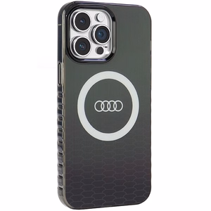 Audi IML Magnetinis dėklas su dideliu logotipu telefonui iPhone 14 Pro Max - juodas