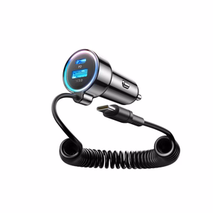 Įkroviklis automobilinis Joyroom (JR-CL07) 3IN1 (1xUSB, 1xUSB-C 1.6M 72W) su Type-C laidu juodas