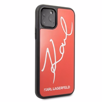 Karl Lagerfeld Signature Glitter dėklas iPhone 11 Pro Max - raudonas