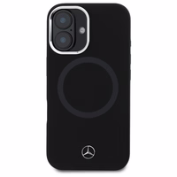Mercedes MEHMP16S23SUTTK iPhone 16 6.1" juodas/juodas kietas dėklas Silikoninis Toninis Logotipas MagSafe