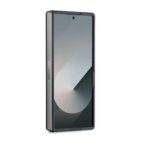 DKNY Magnetinis paprastas odinis metalinis dėklas su logotipu Samsung Galaxy Z Fold 6 - juodas