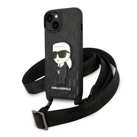 Karl Lagerfeld KLHCP14SSTKMK iPhone 14 6.1" juodas/juodas kietasis dėklas Monograma Ikonik Pleistras