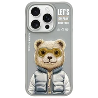 Nimmy Cool&Cute 2.0 meškos dėklas telefonui iPhone 15 Pro Max - pilkas