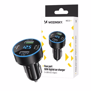 Įkroviklis automobilinis Wozinsky (WDCCB) (2xUSB 2xUSB-C 3A) 50W juodas